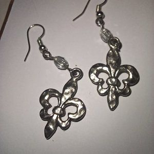 Fleur-de-lis earrings with with faceted beads